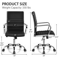 Costway - PU Leather High Back Conference Task Chair (Set of 2) - Black - Left View