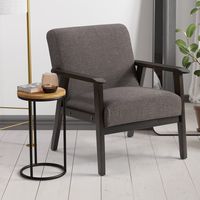 CorLiving - Greyson Wood Armchair - Charcoal Brown - Left View