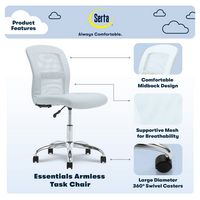 Serta - Essentials Mesh Task Office Chair - Powder Blue - Left View