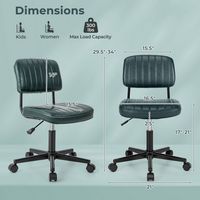 Costway 2PCS PU Leather Office Chair Adjustable Swivel Task Chair with Backrest - Green - Left View
