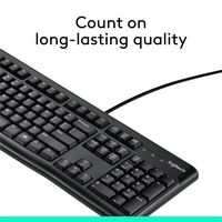 Logitech - K120  Full-size Wired Membrane Keyboard for PC with Spill-Resistant Design - Black - Left View