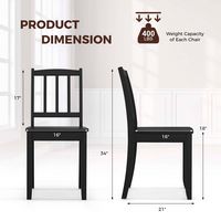 Costway Wood Dining Chair Set of 2 with Rubber Wood Legs Curved Backrest for Kitchen - Black - Left View