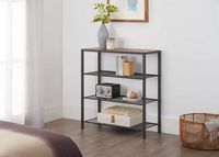 TRINITY - 4-Tier Shoe Rack w/Console Top | - Dark Gray - Left View