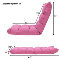 Costway - Adjustable 14-Position Folding Floor Lounge Chair - Pink - Left View