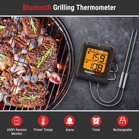 ThermoPro - Bluetooth Dual Probe Digital Meat Thermometer - Black - Left View