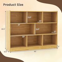 Costway - 3-tier Open Bookcase 8-Cube Bookshelf Storage Display Cabinet French Oak - Yellow - Left View