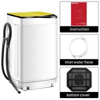 Costway - Full-Automatic Washing Machine 7.7 lb. Washer/Spinner Germicidal UV Light Yellow - Whit... - Left View