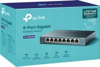 TP-Link - 8-Port 10/100/1000 Mbps Unmanaged Switch - Black - Left View