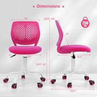 Costway Kids Desk Chair Ergonomic Swivel Children Mesh Study Height Adjustable - Rose - Left View