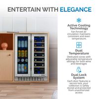 NewAir - 24” Built-in Dual Zone 18 Bottle and 58 Can French Door Wine and Beverage Fridge with Sp... - Left View