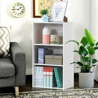 Costway - 3 Tier Open Shelf Bookcase Multi-functional Storage Display Cabinet Furni - White - Left View