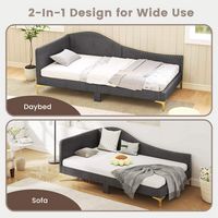 Costway Twin Size Upholstered Daybed Rivet-Tufted Platform Bed with Metal Legs - Gray - Left View
