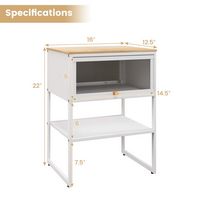 Costway 1 PCS Home Nightstand 3-Tier Storage Table with Open Shelf Heavy-duty Metal Frame - White - Left View