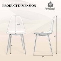 Costway Dining Chair Set of 4 with Heavy-Duty Electroplated Metal Legs Curved Back Armless - Silver - Left View