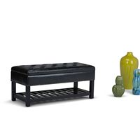 Simpli Home - Lomond Storage Ottoman Bench - Midnight Black - Left View