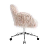 Linon Home Décor - Diehm Faux Fur Adjustable Office Chair With Arms - Pink - Left View