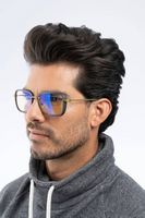 GUNNAR - Fallout Vault 33 Computer Glasses with Blue Light Reduction, Amber Lenses - Gunmetal/Olive - Left View
