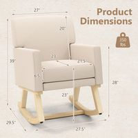 Set of 2 Costway Upholstered Rocking Chair with Widened Backrest Machine-washable Seat Cushion Co... - Left View