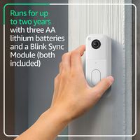 Blink - Video Doorbell - Head-to-toe HD view, two-year battery, simple setup, Sync Module Core in... - Left View