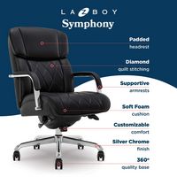 La-Z-Boy - Symphony Executive Mid-Back Bonded Leather Office Chair - Black and Chrome - Left View