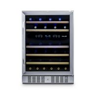 NewAir - 24” Built-in 46 Bottle Dual Zone Compressor Wine Cooler with Beech Wood Shelves - Stainl... - Left View