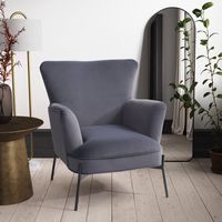 CorLiving - Elwood Wingback Accent Chair - Gray - Left View