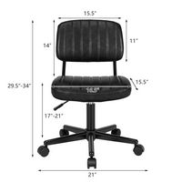 Costway - PU Leather Adjustable Swivel Office Chair with Backrest - Black - Left View