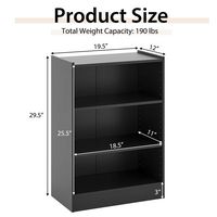 Costway - 3-Tier Bookcase Open Multipurpose Display Rack Cabinet with Adjustable Shelves - Black - Left View