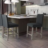 CorLiving - Laura Fabric Counter Height Barstool - Dark Grey - Left View