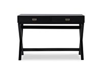 Linon Home Décor - Penrose Two-Drawer Campaign-Style Writing Desk - Black - Left View
