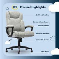 Serta - Comfort Eco Ergonomic Executive Smooth Velvet Office Chair - Light Gray - Left View