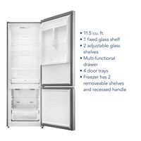 Insignia™ - 11.5 Cu. Ft. Bottom Mount Refrigerator with ENERGY STAR Certification - Stainless Steel - Left View