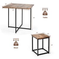 Costway 5pcs Dining Set Compact Dining Table and 4 Stools Metal Frame Nature\ Vintage Walnut - Wa... - Left View