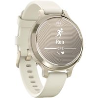 Garmin - Lily 2 Active GPS Smartwatch 33 mm Anodized Aluminum - Lunar Gold with Bone Silicone Ban... - Left View
