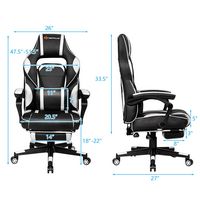 Costway - Massage Gaming Chair Reclining Racing Computer Office Chair with Footrest White - White... - Left View