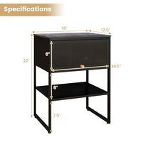 Costway 1 PCS Home Nightstand 3-Tier Storage Table with Door Open Shelf Heavy-duty Metal Frame - ... - Left View