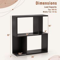 Costway 2 PCS 3-Tier Bookshelf Geometric Bookcase Side Table with Open Storage Display Shelf - Black - Left View