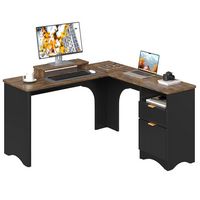 Bestier 55-inch L-Shaped Gaming Desk with File Drawer Monitor Stand and Fluted Panels Office Desk... - Left View