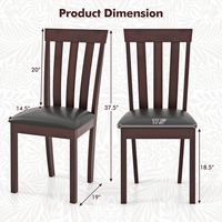 Costway Dining Chair Set of 2 Upholstered Wooden Chairs with Padded Seat Rubber Wood Frame - Coffee - Left View