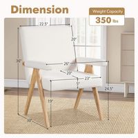 Costway 2 PCS Mid-Century Accent Chair with Solid Rubber Wood Frame and Padded Armrests - Beige +... - Left View