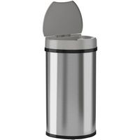 iTouchless - 13-Gal. Touchless Semi-Round Trash Can - Brushed Silver - Left View