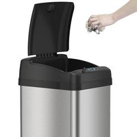 iTouchless - 13-Gal. Touchless Trash Can - Stainless Steel - Left View