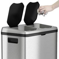 iTouchless - 16-Gal. Touchless Recycle Trash Can - Stainless Steel - Left View