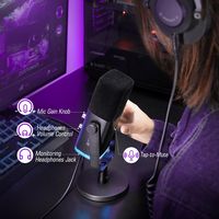 FIFINE - XLR/USB Dynamic Microphone – RGB Lighting, Broadcast-Quality Sound for Streaming & Gaming - Left View