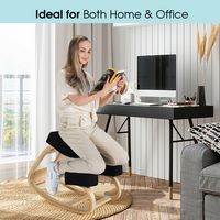 Costway - Ergonomic Upright Posture Kneeling Rocking Office Chair Stool - Black - Left View