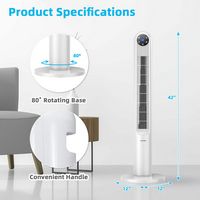 Costway 42'' Tower Fan Smart Display Panel 12H Timer 80 Degree Oscillating Fan with Remote - White - Left View