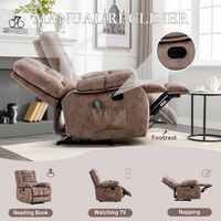 Bestier - Set of 2 Overstuffed Massage Recliner Chairs with Heat and Vibration, Soft Fabric Manua... - Left View