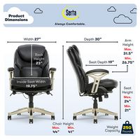 Serta - Upholstered Back in Motion Health & Wellness Office Chair with Adjustable Arms - Bonded L... - Left View