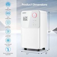 Costway 32 Pints 2000 Sq. Ft Dehumidifier for Home & Basements w/3-Color Digital Display - White - Left View
