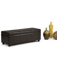 Simpli Home - Avalon Rectangular Polyurethane Faux Leather Ottoman With Inner Storage - Tanner's ... - Left View